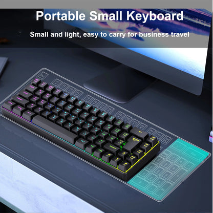 68-Key Russian English Mechanical Gaming Keyboard Dual Language Keyboard RGB Backlit Gaming Mechanical Keyboard for Gaming
