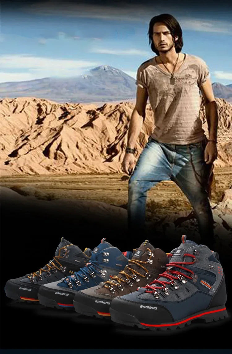Lynjacye Mid Cut 2025 New Waterproof Hiking Boots Training Shoes Men Sports Shoes Outdoor Non-Slip Woodland Hunting Work Shoes