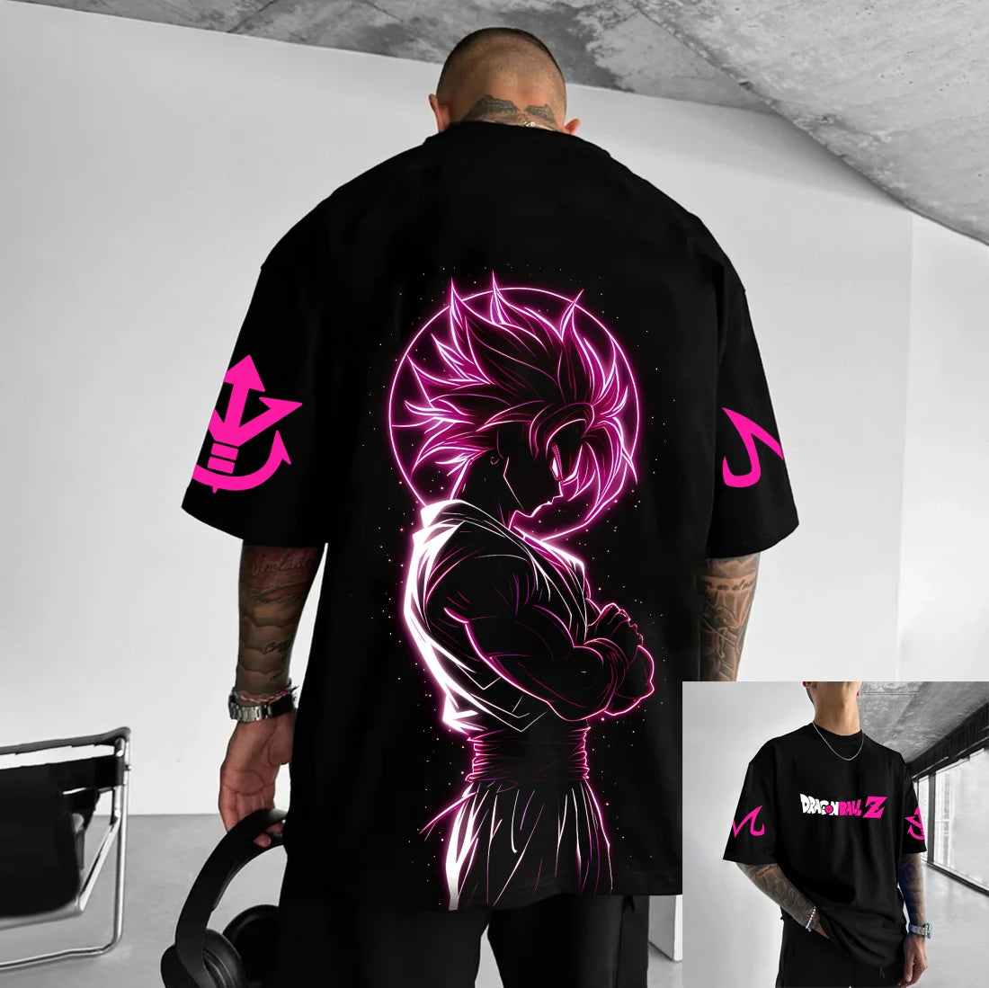 T-shirt en coton à manches courtes imprimé Dragon Ball Z : Son Goku et Vegeta – Vêtements pour hommes et femmes – Style Harajuku, Y2K, vintage, streetwear d'été