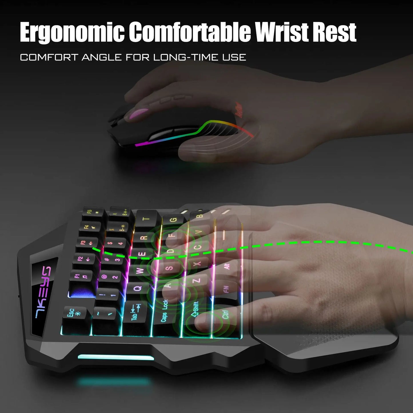 One-handed gaming keyboard 2.4G wireless charging model RGB luminous left-handed gaming keyboard
