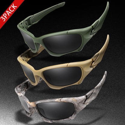 3-PACK Trendiga Outdoor Tactics-sportglasögon för män och kvinnor – cykelglasögon, bilkörning, camping, resor – färgglada skyddsglasögon