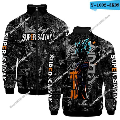 Anime Goku Dragon Ball Jacket Men Women Harajuku Hip Hop Japanese Zip Up Hoodies Goku Clothes Stand Collar Sweatshirt