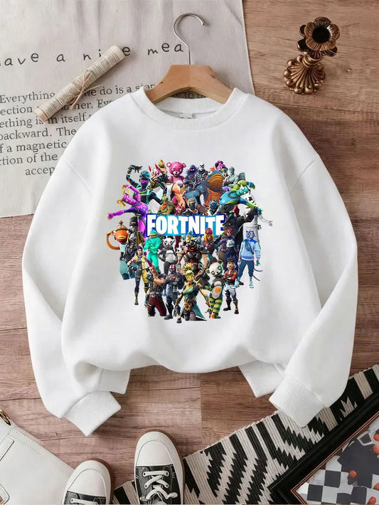 Fortnites Series Kids Sweatshirts Trendy Boys Girl Long Sleeves Pullover Tops Autumn Winter Cartoon Child Clothes Birthday Gifts