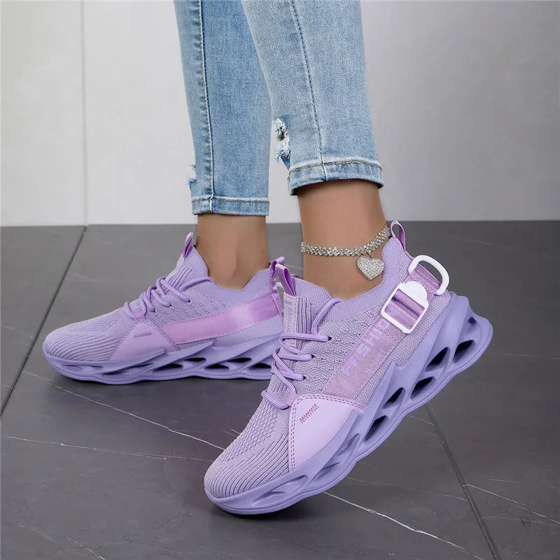 Modieuze paarse casual sneakers in de aanbieding voor dames en heren – Blade hardloopschoenen, grote maat 48, lichte ademende sportschoenen voor heren, mesh sneaker