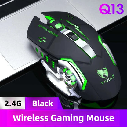 Q13 2.4G Bluetooth Wireless Mouse RGB Backlight DPI Adjustable 6 Keys USB Rechargeable Mechanical E-Sports Mouse for PC Laptop