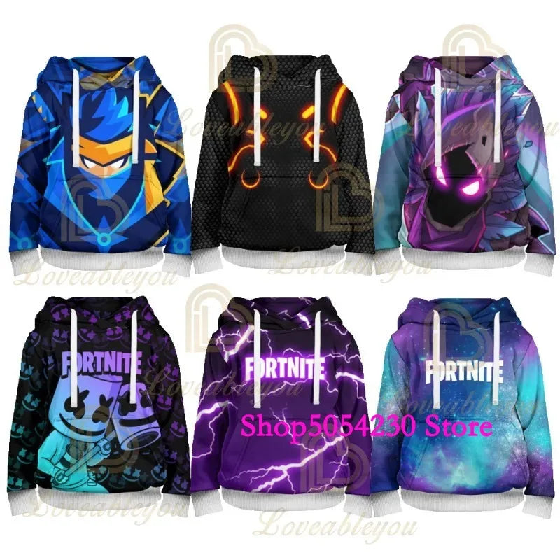 3D-gedruckter Llama Fortnite Hoodie Battle Royale Cartoon-Sweatshirt für Herren und Damen, Game-Hero-Kapuzenpullover für Teenager