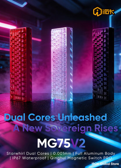 IROK MG75 V2 MG75V2 magnetische Gaming-Tastatur aus Aluminium, mechanisch, Rapid Trigger 0.07ms, 8KHz, 0.001mm, 512K Abtastrate, Gamer-Tastatur