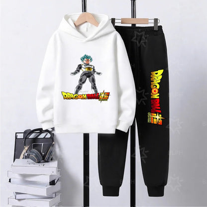 Dragon Ball Super Son Goku Printed Hooded Sweatshirt Suit Casual Loose Anime Streetwear Hoodie Pants 2 Piece Set for Men Boys