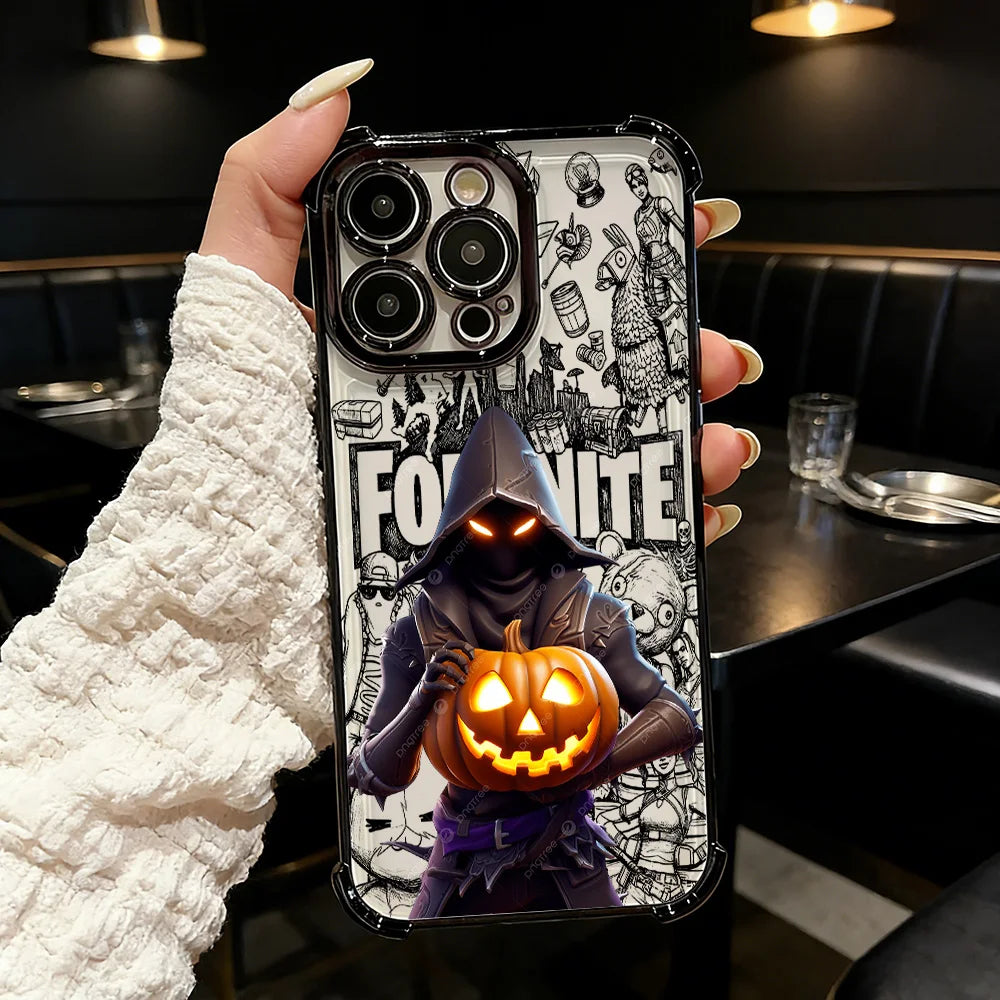 Oblíbený herní kryt na telefon FortniteS s pokovením pro iPhone 17 17e 16e 16 15 14 13 12 11 Pro Max X XR XSMax 7 8 Mini Air Plus, odolný proti pádu