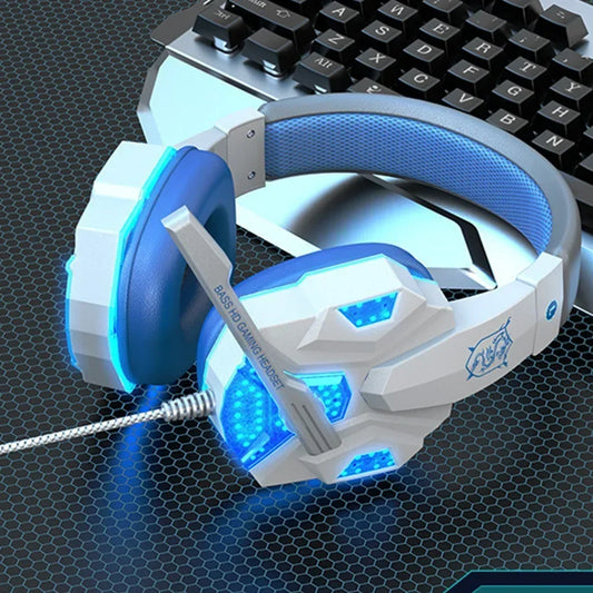 Kreatywny zestaw słuchawkowy Wired Gaming z mikrofonem – słuchawki gamingowe z podświetleniem LED i basem stereo do komputerów PC, PS4, PS5, Xbox – zestaw słuchawkowy do gier