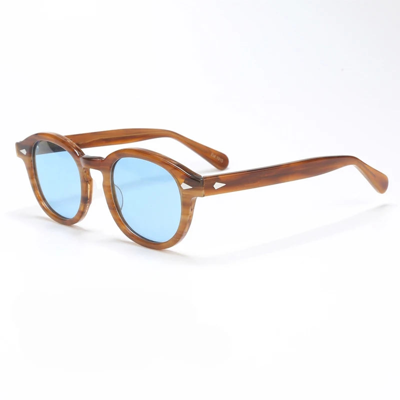 Polariserade solglasögon för män och kvinnor, Johnny Depp-inspirerade solglasögon i Lemtosh-stil, retro, runda, acetatbåge, UV400-glas, Oculos