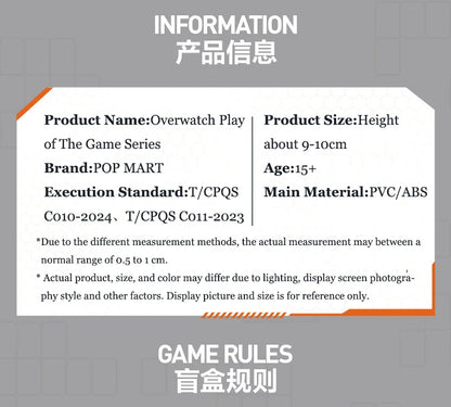 POP MART Overwatch Play of the Game Series Original-Blind-Box Überraschungs-Mystery-Box Niedliche Anime-Actionfiguren Ornamente Figuren