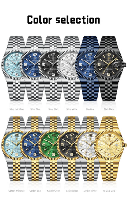 POEDAGAR High Quality Original Men Clock Waterproof Luminous Date Luxury Man Watch Stainless Steel Quartz Men's Watches Male+Box