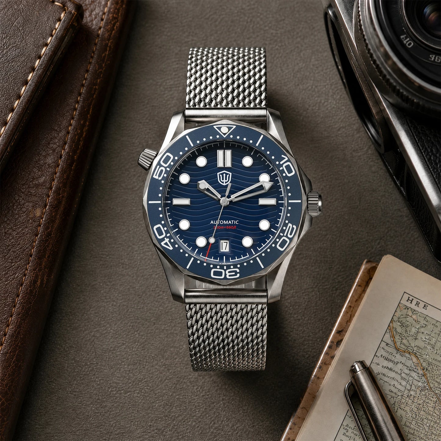 Watchdives WD007 V2 39mm Titanium Dive Watch PT5000 Automatic Movement Luminous 200m Waterproof Domed Bubble Sapphire Watches