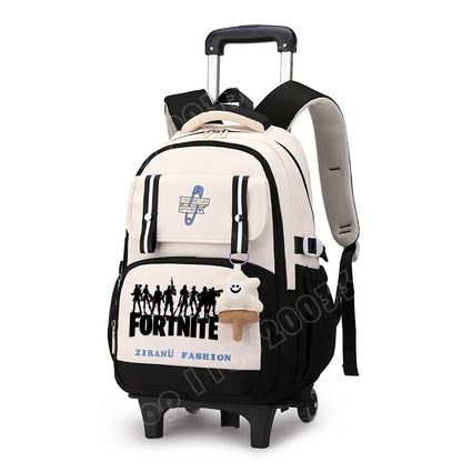 Fortnite Student Rolling Backpack Large Capacity Waterproof Lightweight Design Minimalist Laptop School Bag Casual Travel Bag