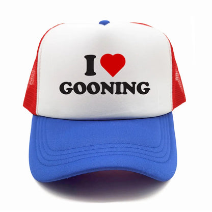 Funny I Love Gooning Baseball Caps Cool Summer Men Mesh Net Hat Humor Trucker Cap Unisex Outdoor Mesh Net Caps MZ-080