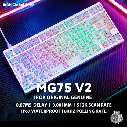 IROK MG75 V2 MG75V2 magnetische Gaming-Tastatur aus Aluminium, mechanisch, Rapid Trigger 0.07ms, 8KHz, 0.001mm, 512K Abtastrate, Gamer-Tastatur