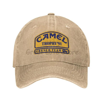 Camel Trophy 91 Cowboyhat Retro Justerbar Vasket Bomuld Golfhat Sommer Vintage Solskærme Baseballkasketter