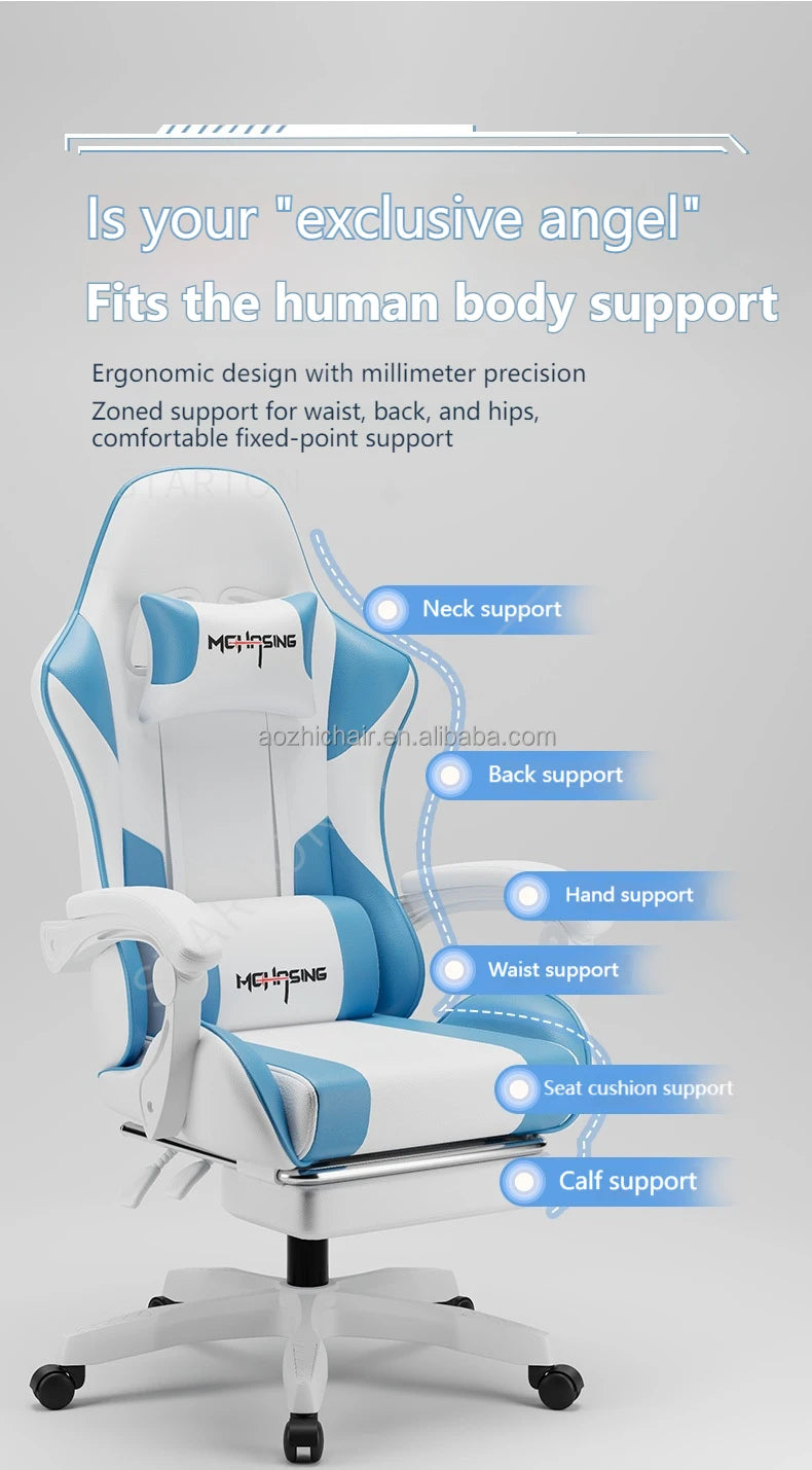 Ergonomiczny, nowoczesny obrotowy fotel gamingowy e-sportowy z kółkami do biura i domu, komputerowy fotel gamingowy w stylu obrotowym