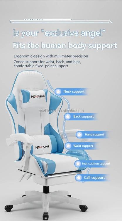 Ergonomiczny, nowoczesny obrotowy fotel gamingowy e-sportowy z kółkami do biura i domu, komputerowy fotel gamingowy w stylu obrotowym