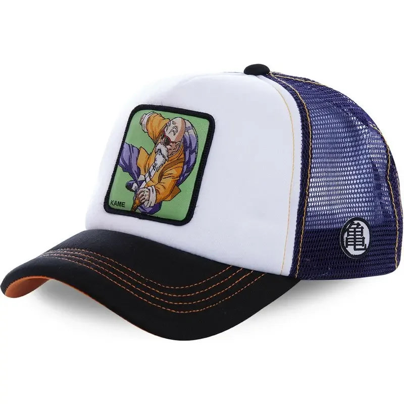 Casquette Dragon Ball Son Goku pour l'été : casquette de voyage à visière, pour homme, brodée, style hip-hop, visière pare-soleil, casquette trucker ajustable en maille
