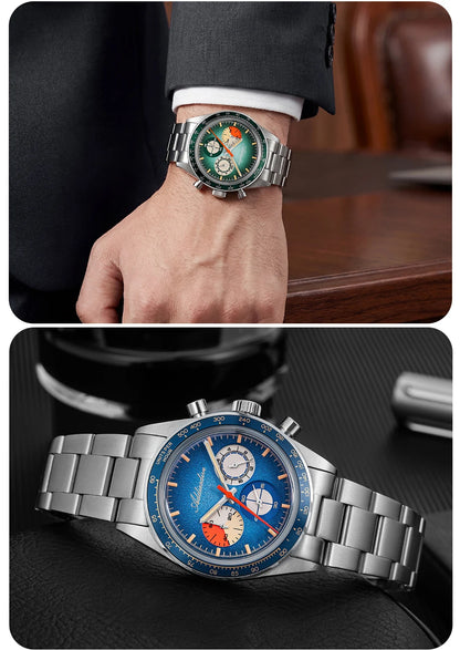ADDIESDIVE Top Brand AD2551 Chronograph Watch C3 Super Luminous 316L Stainless Steel 10Bar Waterproof 0S20 Movement Men's Watch