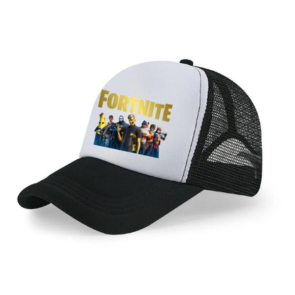 Dětská letní kšiltovka Fortnite s potiskem ve stylu kreslené hry, prodyšná síťovina, nastavitelná čepice s kšiltem, dárek k narozeninám pro děti