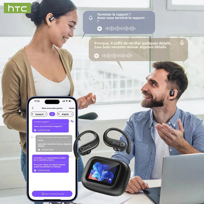 HTC NE61 Bluetooth Earphones Noise Reduction Sports Wireless Headphones AI Translator Heart Rate Monitor Earbuds