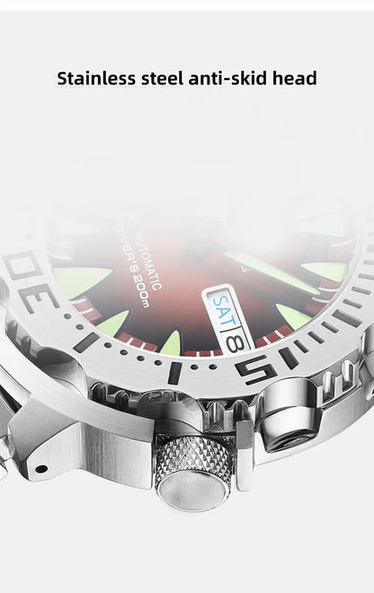 HEIMDALLR V2 Monster Men's Automatic Diver Watch Sapphire Crystal 20Bar Waterproof NH36A Snowflake Blue Dial Mechanical Watches