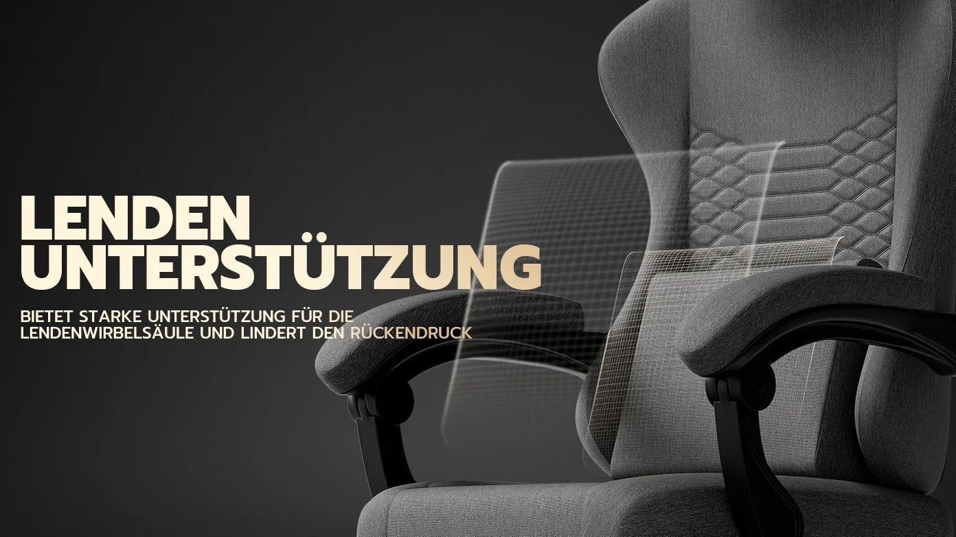 Dark Gray Fabric Gaming Chair, Massage Office Chair with Headrest, Ergonomic Racing Design, Adjustable Footrest, for PC Gamers