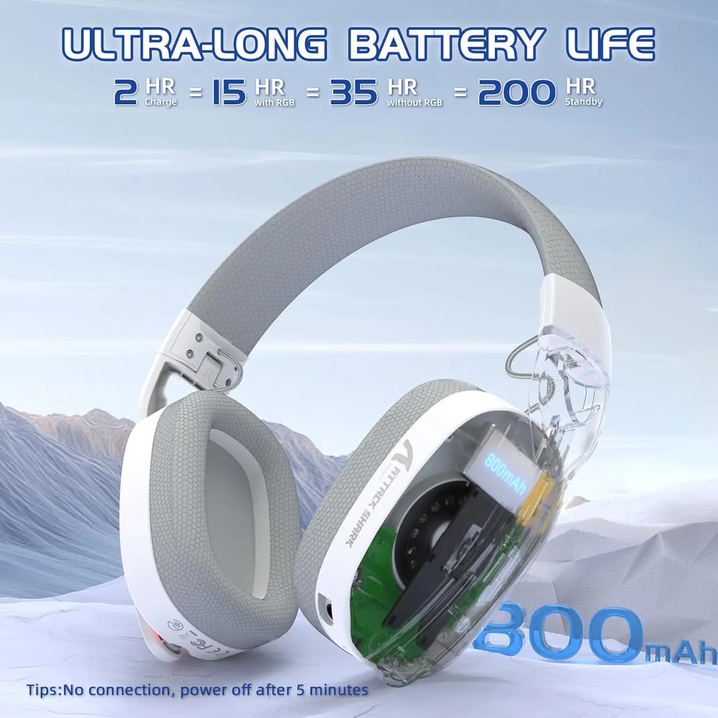 MAMBASNAKE x ATTACK SHARK L90 RGB Wireless Gaming Headset, Triple Modes, Foldable Headphone with Detachable Mic