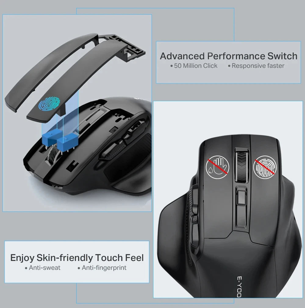 E-YOOSO 2.4G Wireless Mouse PAW3212 4800 DPI Ergonomic Mouse Gaming Mouse Office Mouse for Notebook PC Laptop MacBook