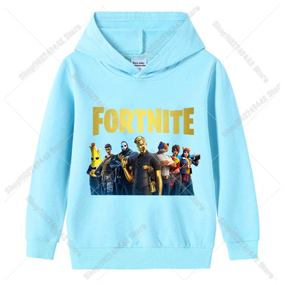 Lasten Fortnite-huppari syksyyn, ohut hupullinen collegepaita pojille ja tytöille, pitkähihainen pusero, urheilu- ja vapaa-ajan lastenvaate