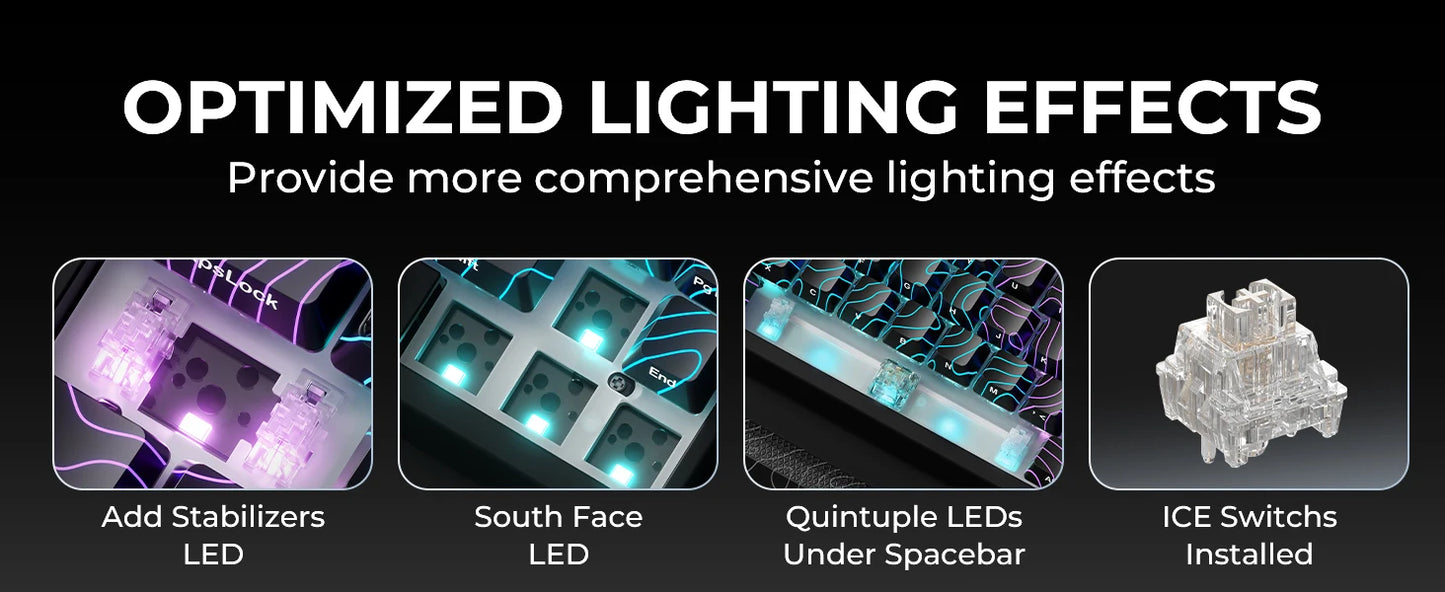 XVX M67 JadeStone Mechanical Keyboard With IMD-Tech Keycaps Hot Swappable Gasket Tri-Mode Custom RGB Wireless Keyboard 65%