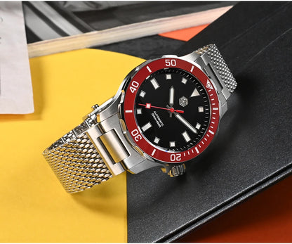 San Martin Original Design Diver 39.5mm V2 Men Watch NH35 Automatic Mechanical Watch Milanese Bracelet Waterproof 200m Luminous