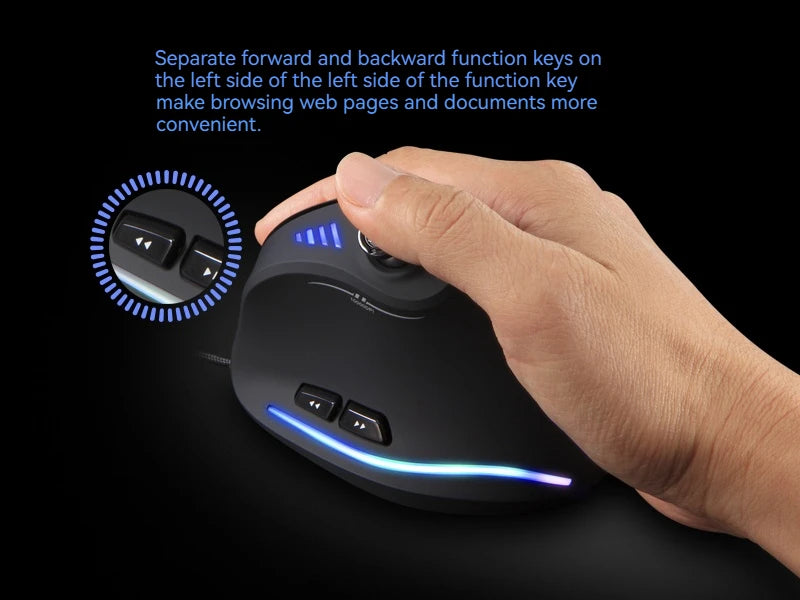 ZELOTES C-18 Vertical Mouse 11 Key Optical Mouse RGB Joysticks Programmable Laser Gaming Mice For PC Computer Gamer