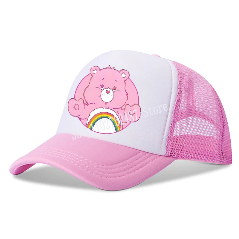Anime Care Bears baseballová čepice pro dívky a ženy, nová outdoorová sportovní sluneční čepice, letní prodyšná síťovaná sluneční čepice, dětská i dospělá pokrývka hlavy, dárek