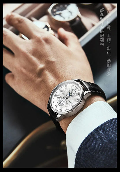 2026 New Luxury Men's Sport Watch Fashion Top Waterproof Luminous Leather Date Quartz Wristwatch Man's Clock