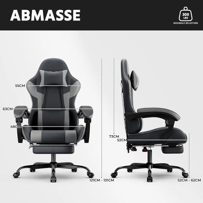 Gaming Chair Ergonomic Gaming Chair with Lumbar Support, Breathable Pu Leather Office Chair,Comfortable Computer Chair
