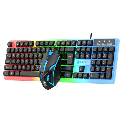 NG GTX350 Set tastiera e mouse gaming per computer e laptop con retroilluminazione, kit gamer LED cablato USB, GTX350 - Nero