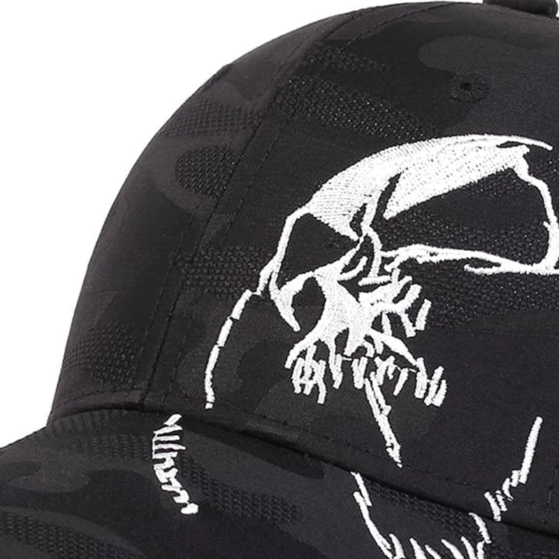 Casquette de baseball unisexe à motif brodé et design squelette, ajustable, pour le plein air, printemps et automne, chapeau décontracté de protection solaire