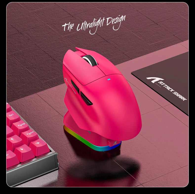 ATTACK SHARK V6  Wireless Gaming Superlight Mouse with RGB Magnetic Charging Dock,PAW3311 Sensor,Macro Gaming Mouse
