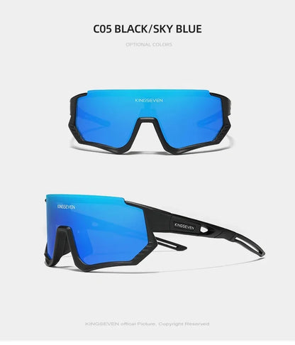 KINGSEVEN Cykelsolglasögon med UV-skydd för män och kvinnor, cykelglasögon, UV400, polariserade, fiske, cykling, klättring, stor ram, sportglasögon