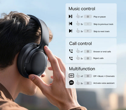 Baseus Wireless Headphones Bluetooth 5.3 HIFI Level Earphone 40mm Driver Foldable Over Ear Headsets 70H Playtime Spatial Audio