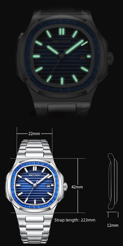2023 New AOCASDIY Luxury Watch Business Waterproof Male Clock Luminous Date Stainless Steel Square Quartz Men Watch reloj hombre