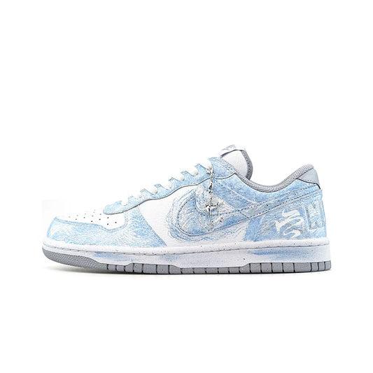 Custom Sneakers Nike Dunk "Crushed Ice Blue Pudding" New Chinese Ink Wash Low-Top Men's Skate Shoes (Year of the Horse)