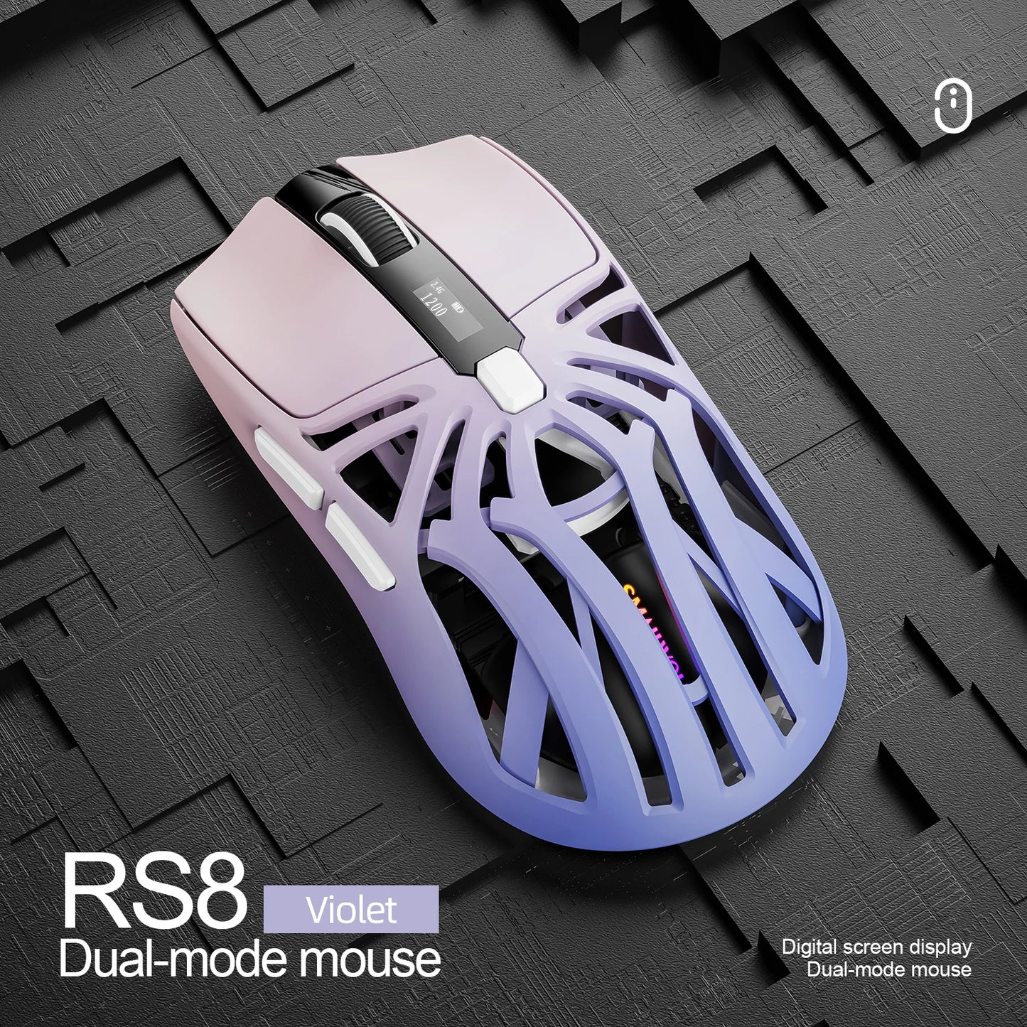SMAILWOLF RS8 Gaming Mouse Bluetooth Wireless Three-mode Lightweight Hollow Design 1K Return Computer Long Battery Life