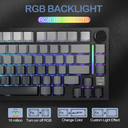ATTACK SHARK X820 Ultra Wireless Mechanical Keyboard with TFT Smart Display & Knob, 75% Hot Swappable, BT/2.4G/Wired,Gift Switch