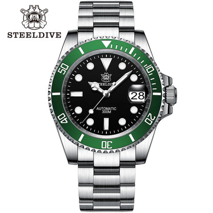 SD1953 STEELDIVE Brand Ceramic Bezel 41mm Steeldive 30ATM Water Resistant NH35 Automatic Mens Dive Watch  with Milled Clasp