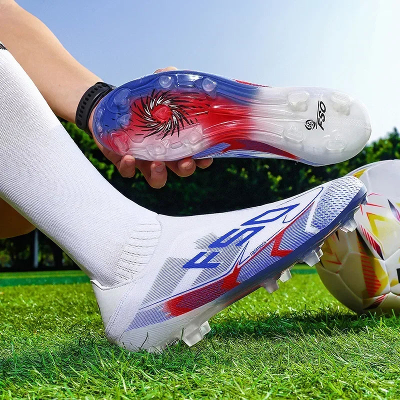 Nouvelles Chaussures de Football pour Hommes – Crampons d'Extérieur pour Entraînement sur Gazon – Baskets Mi-Montantes Légères Antidérapantes de Haute Qualité – Meilleures Ventes